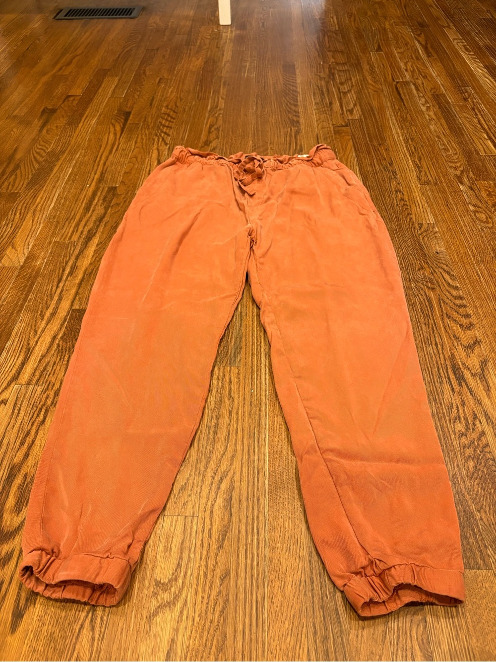 Banana Republic Satin Pull-On Jogger Pants Rust Orange Elastic Waist Sz Small